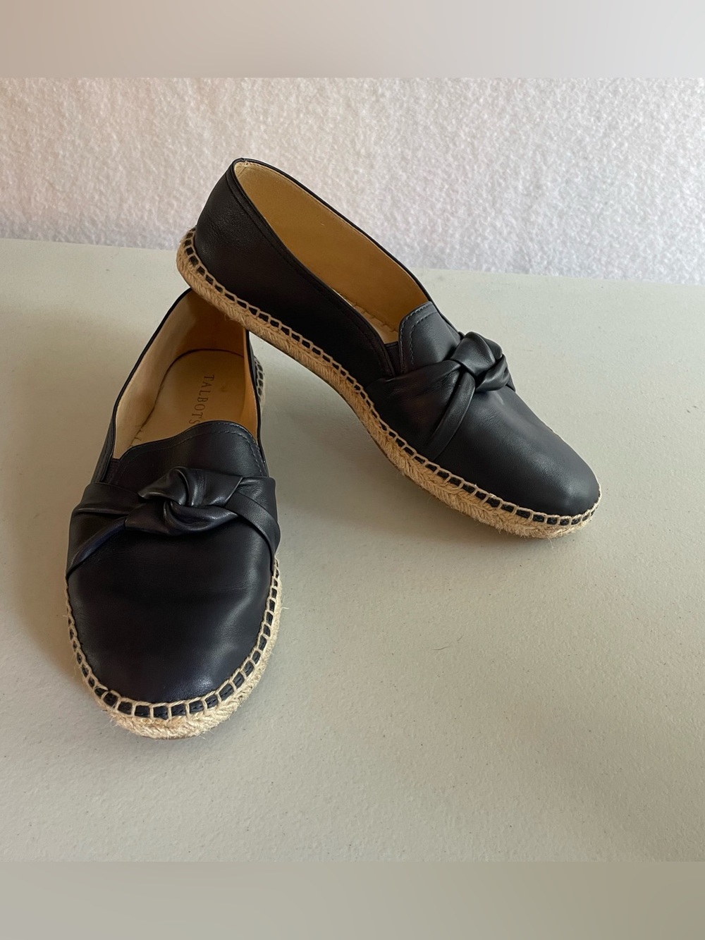 🌸Talbots Izzy Knot Leather Espadrille Blue Flats NWOB, size 8.5